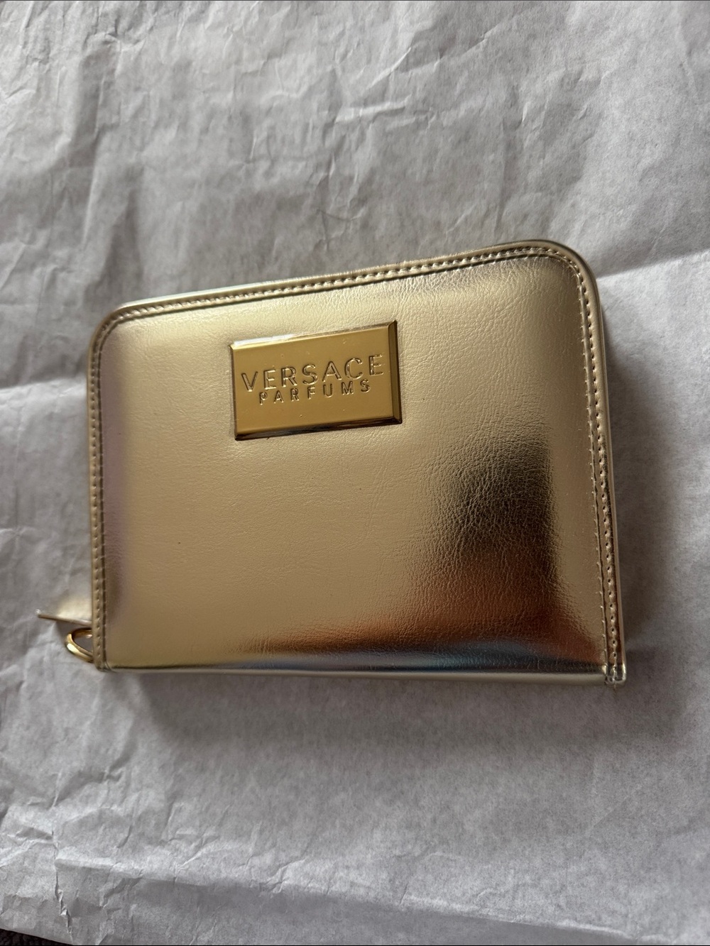 Versace Gold Metallic Zip-Around Wallet